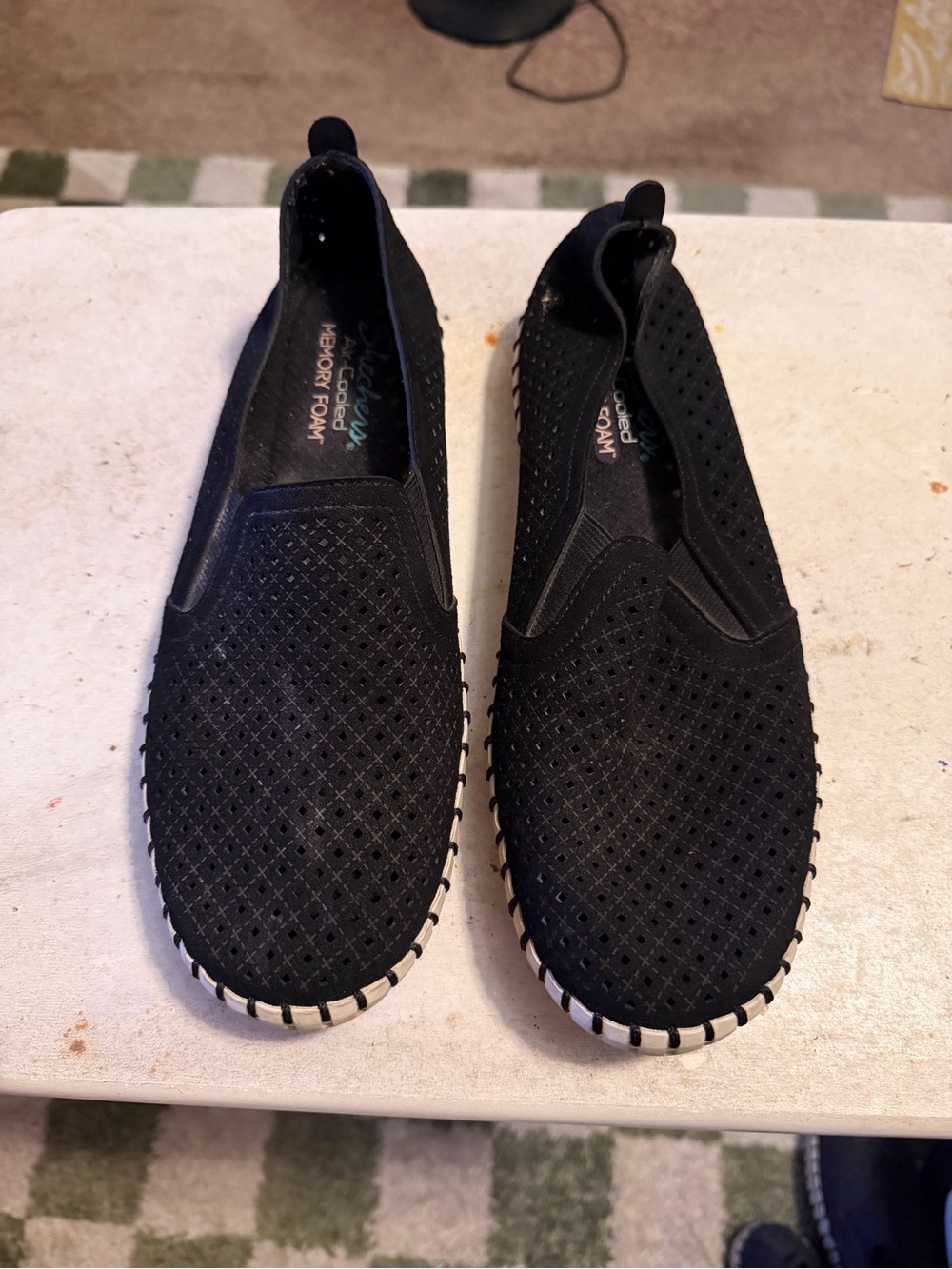Skechers Black Slip-On Perforated Athletic Shoes